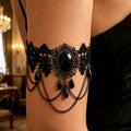 Vintage Gothic Black Lace Crystal Tassel Bracelet 6W6JBR448
