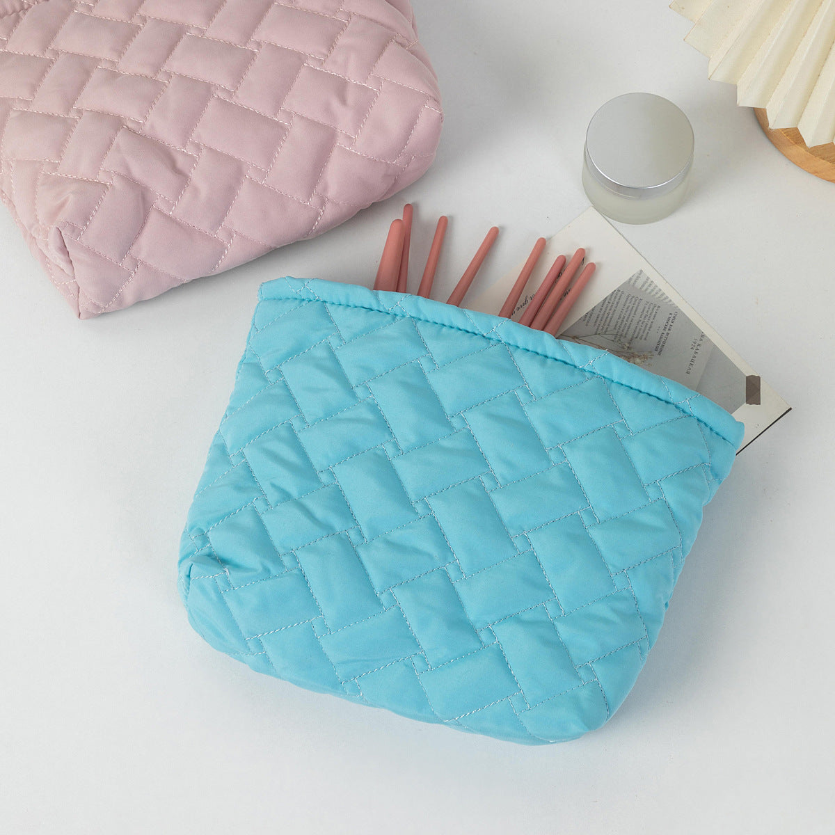 Quilted Shell Cosmetic Bag - DippedShop Wholesale - #9651