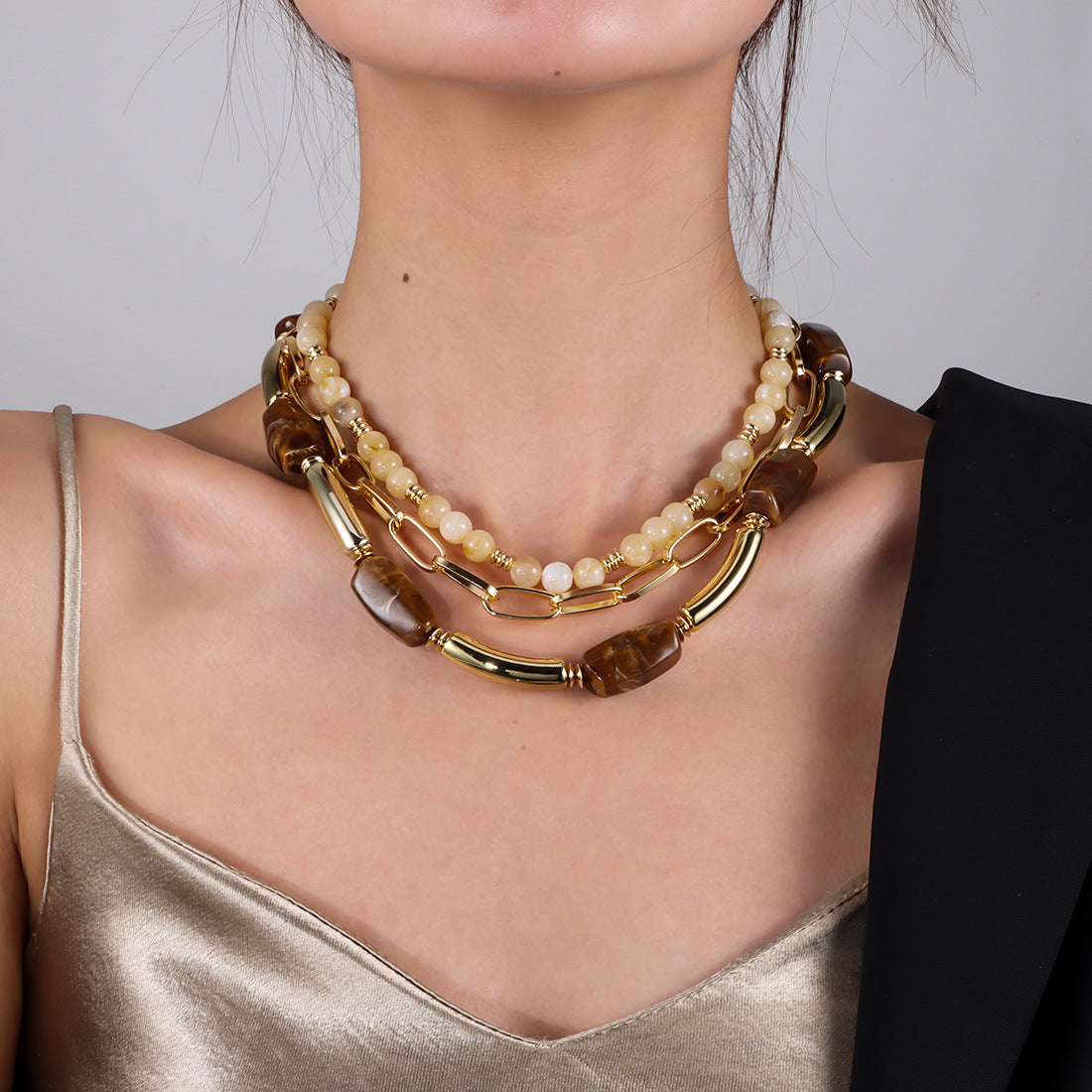 Trendy Multi-Layer Beaded Necklace - DippedShop Wholesale - #7363