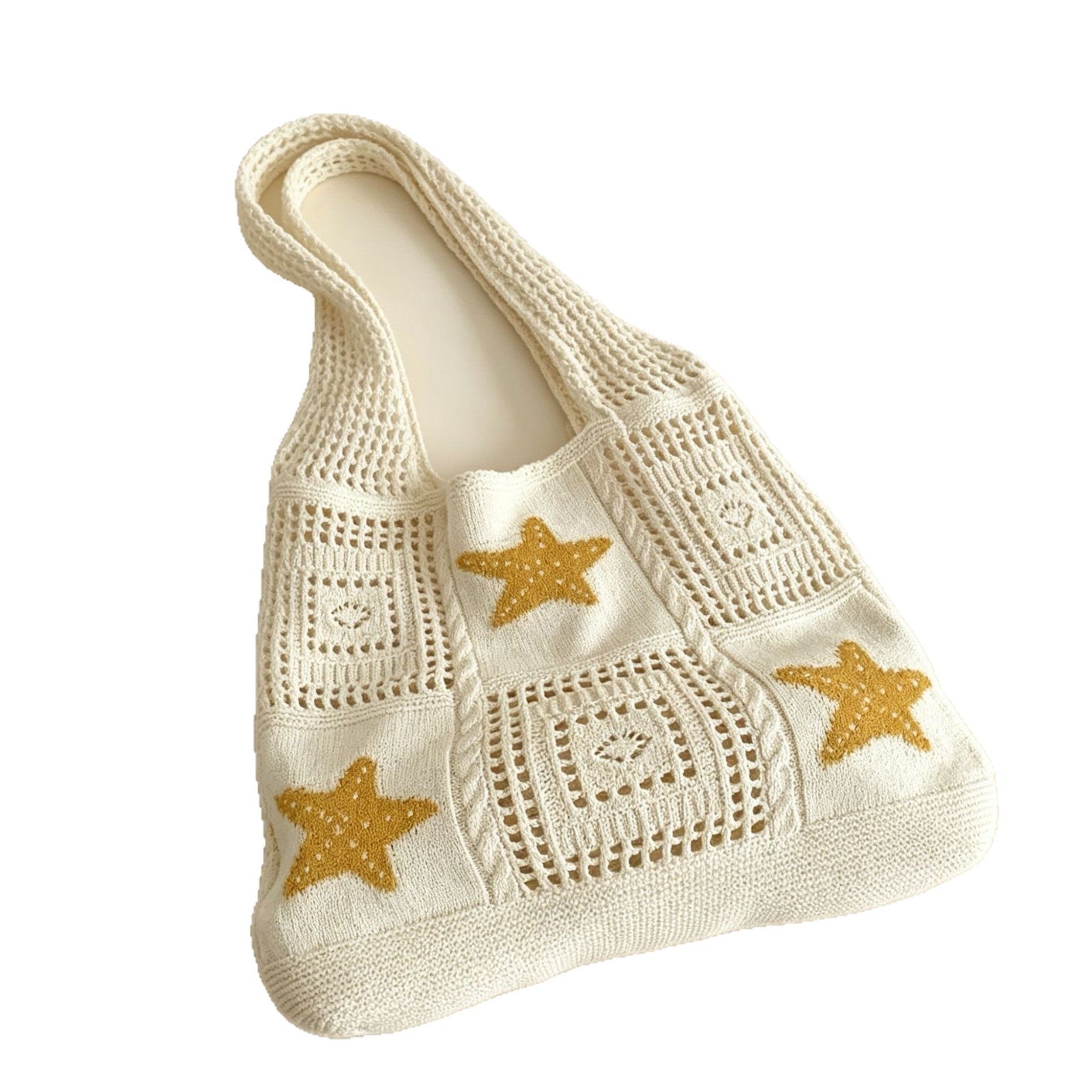 Retro Jacquard Hollow Out Knit Shoulder Bag 6W10BBG1761