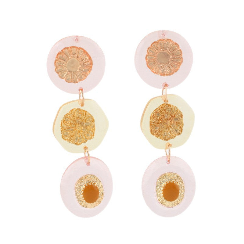 Retro Color Contrast Resin Pendant Drop Earrings 6W6JER609
