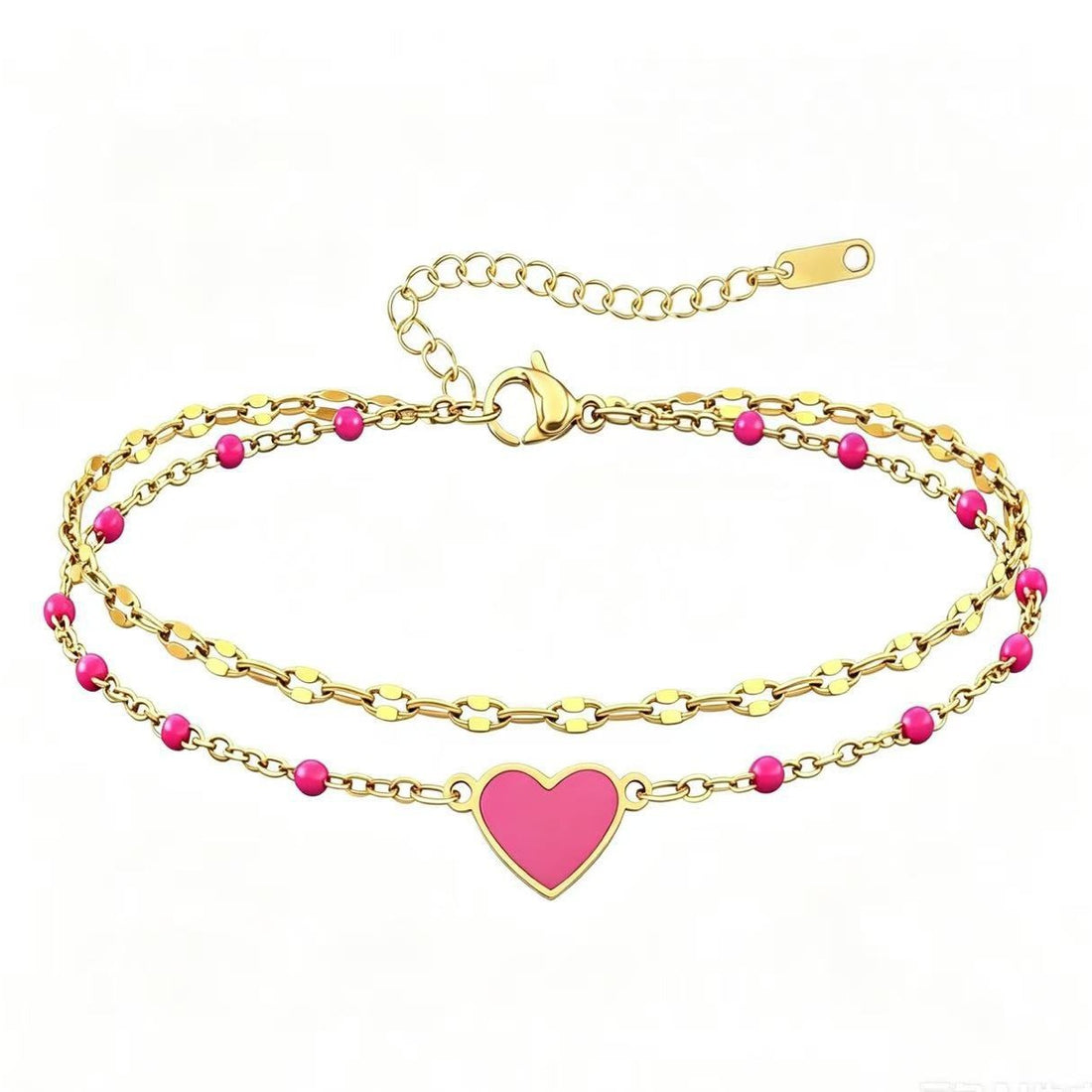 Heart Charm Beaded Bracelet - DippedShop Wholesale - #9779