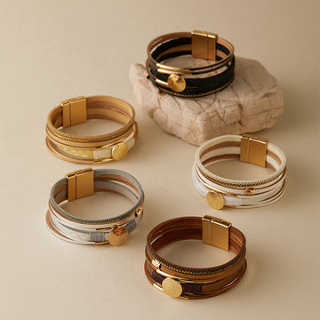 Vintage Layered PU Leather Bracelets DP25B597
