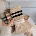 Fall Warm Cable Knit Striped Crew Socks 6W8FSO712