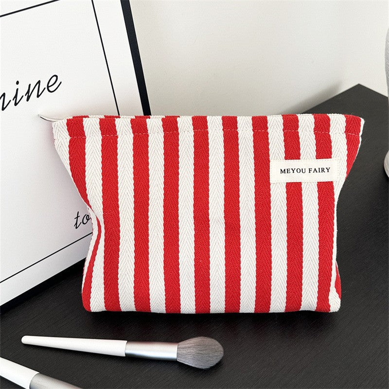 Minimalist Striped Canvas Portable Makeup Bag MK2BW6S10BOB68