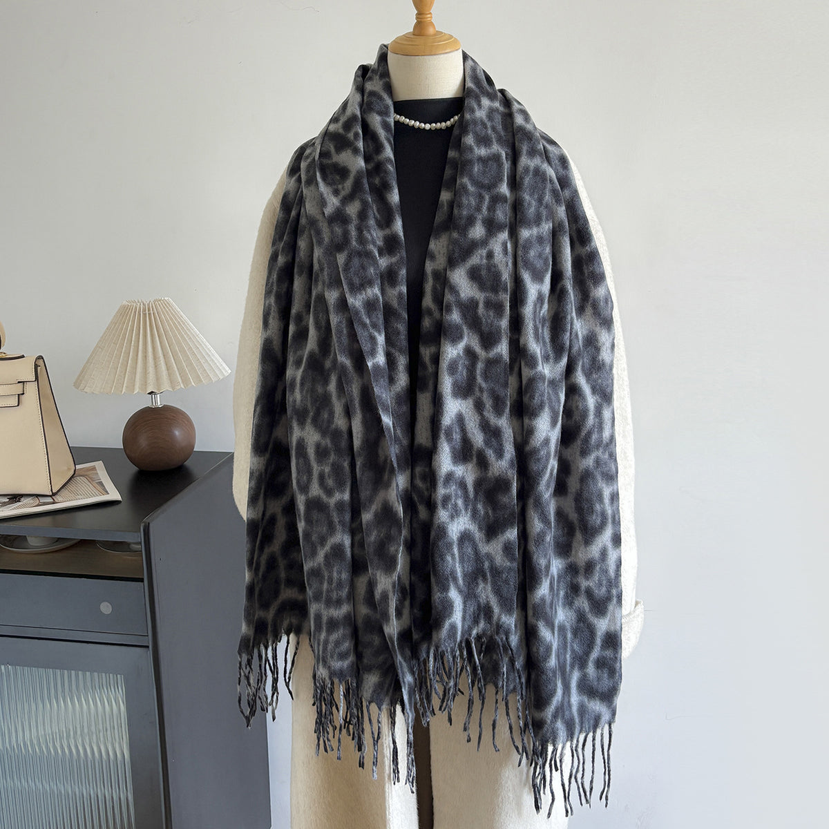 Leopard Print Tassel Scarf - DippedShop Wholesale - #5379