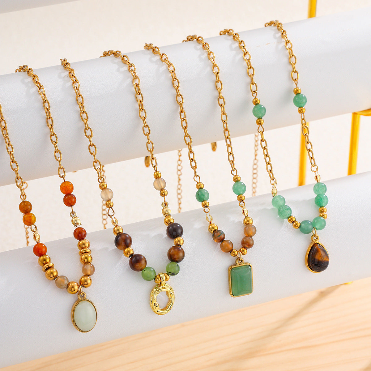 Gemstone Beaded Necklace - DippedShop Wholesale - #3283