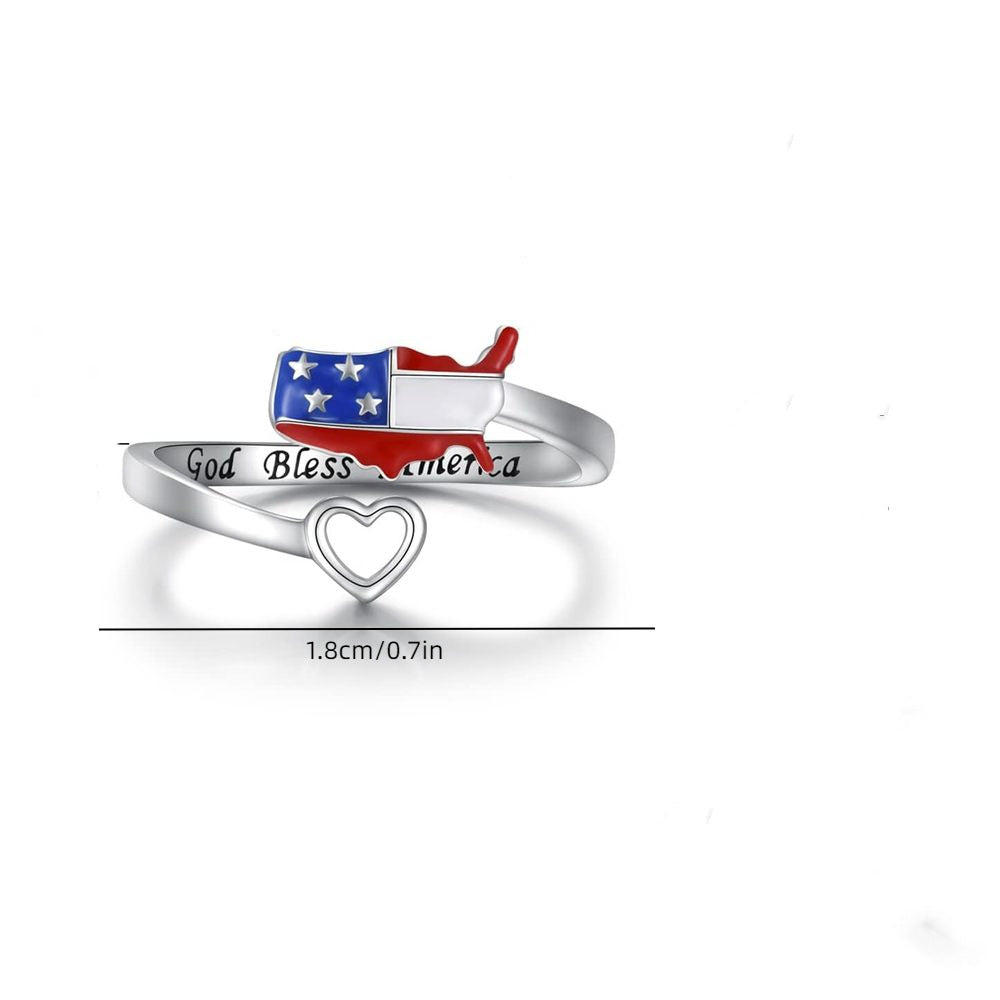 Trendy USA Map Pattern Open Ring 8ZA6JRG203T
