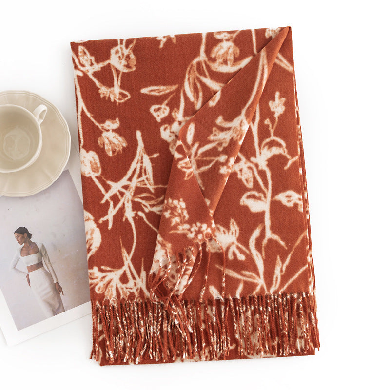 Stylish Floral Print Winter Scarf 6W6NSW307