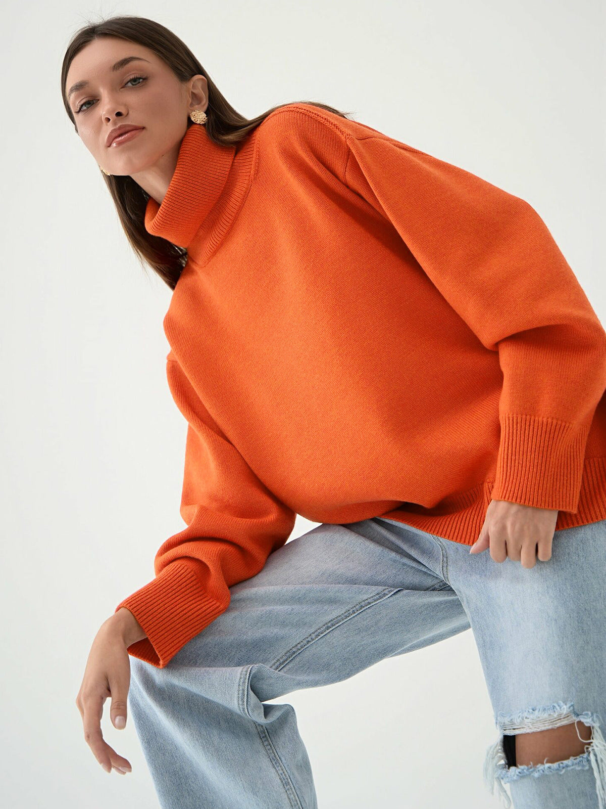 High Collar Loose Sweater - DippedShop Wholesale - #0403