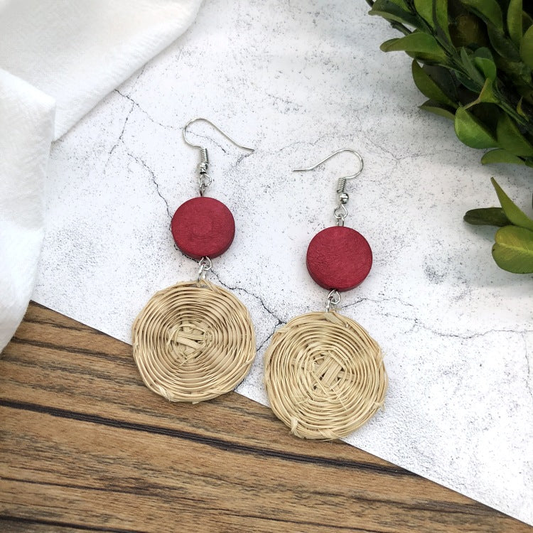 Rattan Dangle Earrings Beach - DippedShop Wholesale - #7107