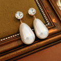 Elegant Rhinestone Pearl Teardrop Drop Earrings 6W6JER747
