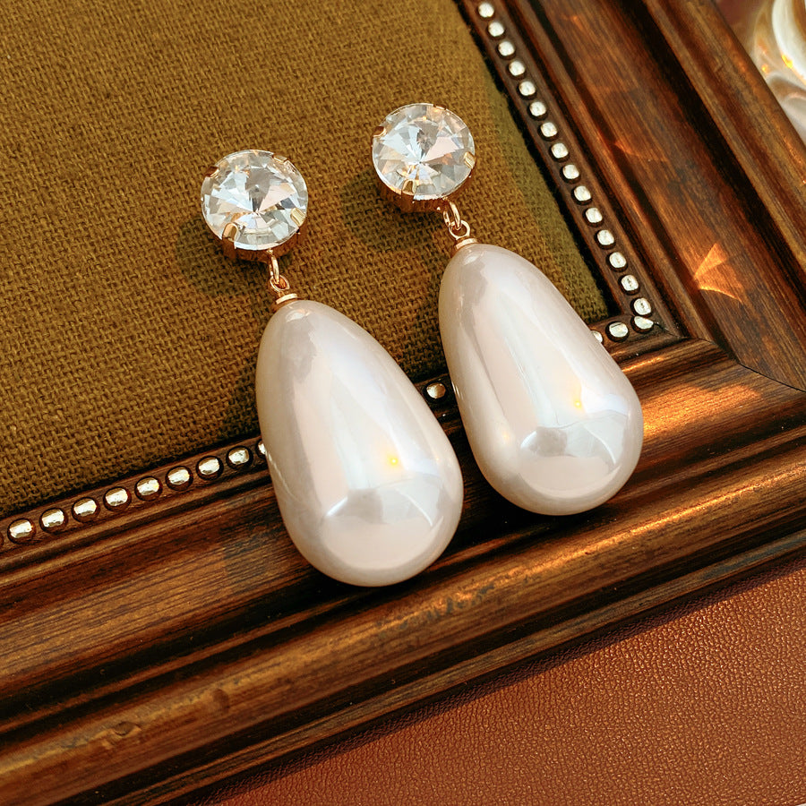 Elegant Rhinestone Pearl Teardrop Drop Earrings 6W6JER747