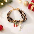Christmas Santa Claus Charm Leopard Print Bracelet 6W6JBR655
