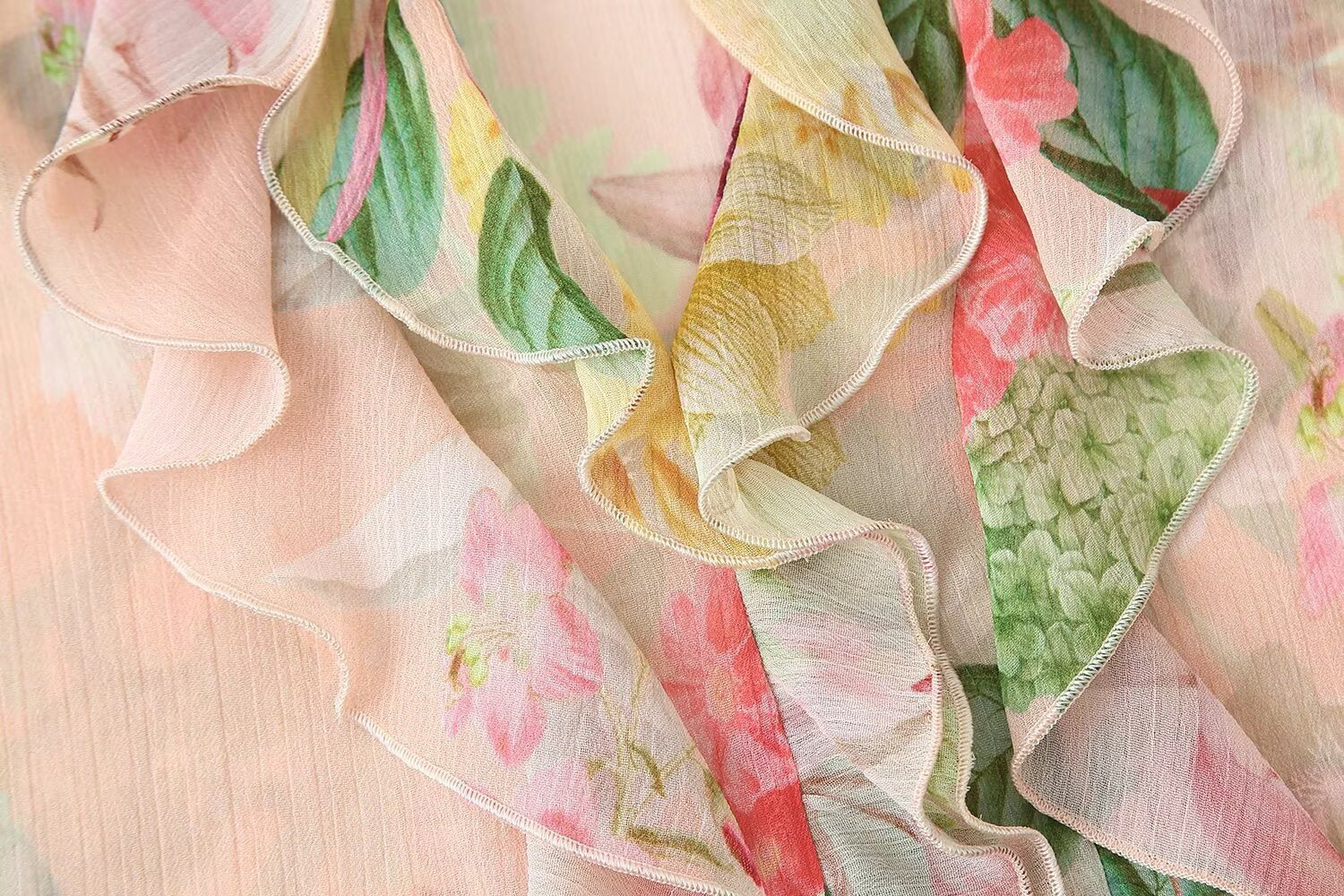 Floral Tiered Chiffon Blouse - DippedShop Wholesale - #9027
