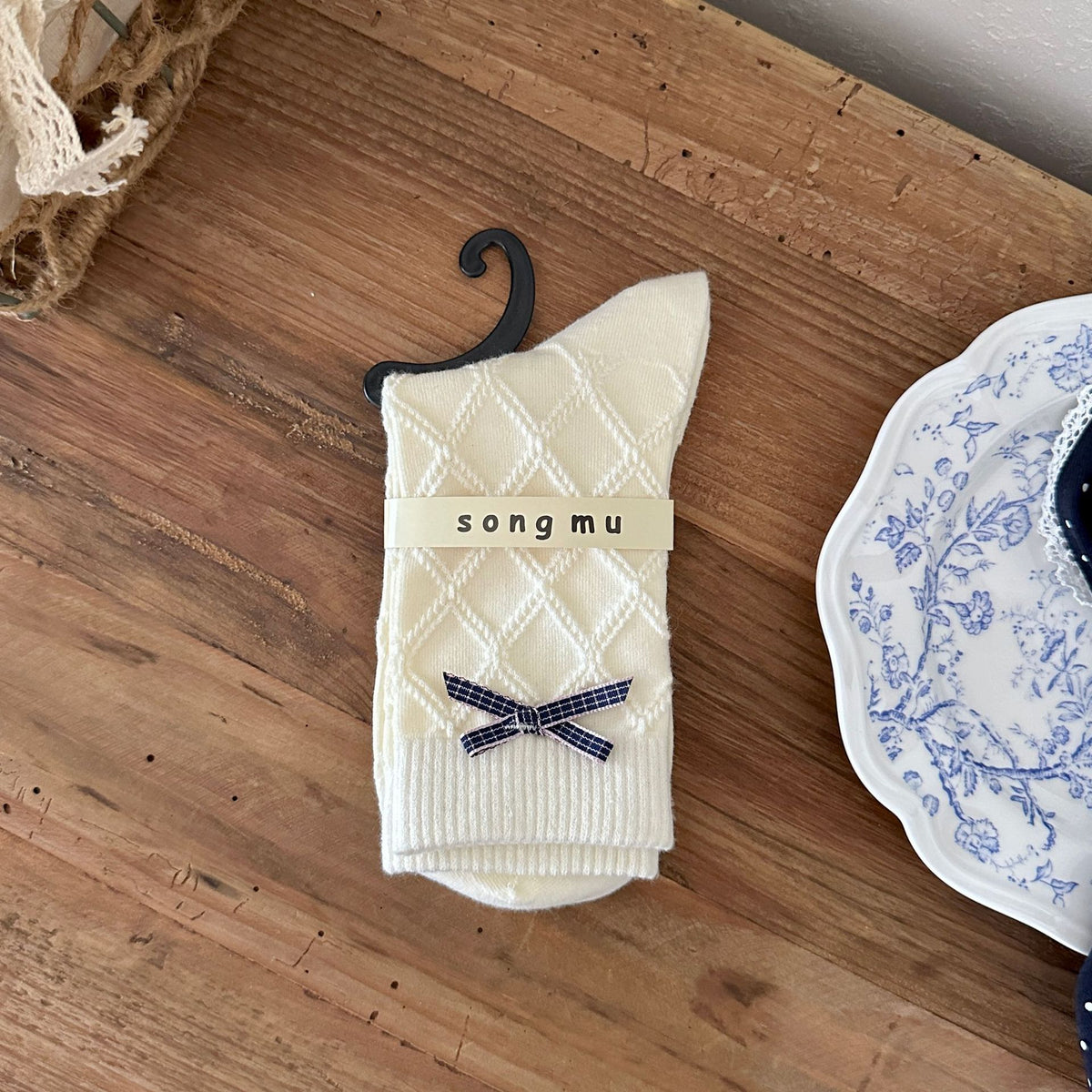 Floral Bow Crew Socks - DippedShop Wholesale - #5283