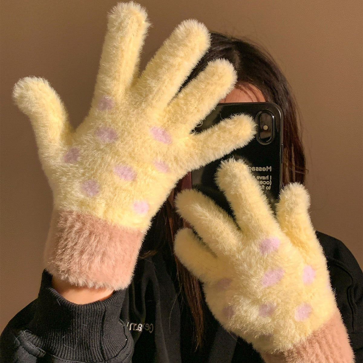 Polka Dot Knit Gloves - DippedShop Wholesale - #8723