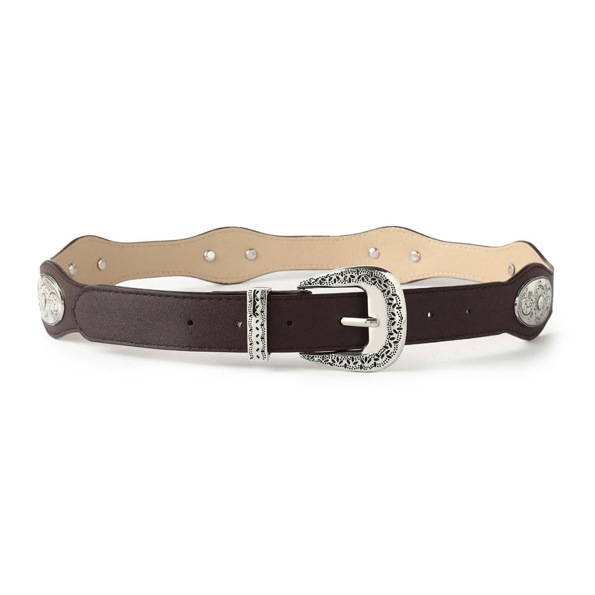 Retro Punk Studded Distressed Leather Belt 6W6JBT172