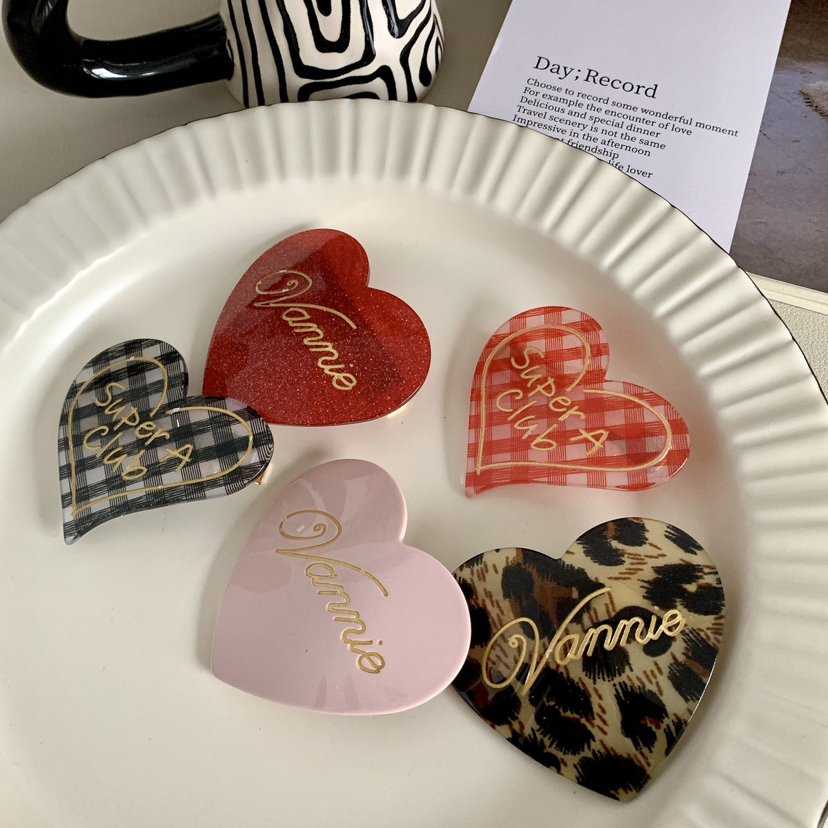 Sweet Printed Heart Acetate Hair Clip6W6HPN104