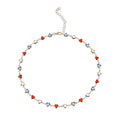 Retro Gold Plated Floral Rhinestones Chain Necklace 8ZA6JNC293L