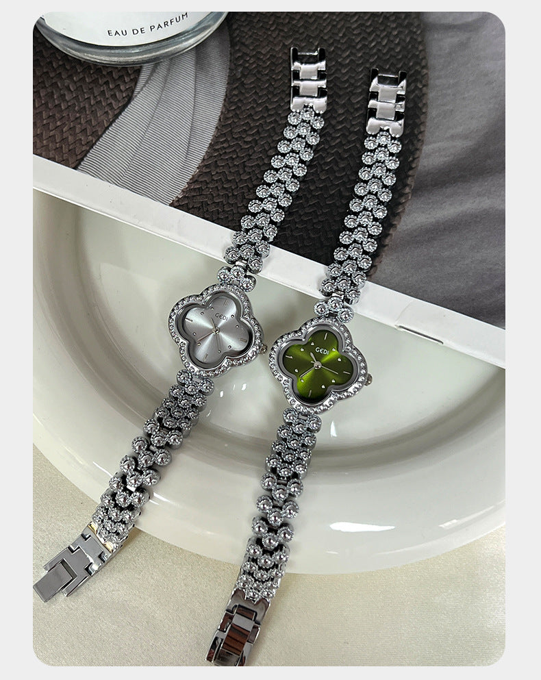 Trendy Lucky Clover Rhinestone Bracelet Quartz Watch MK2SSAS6W6JWA04