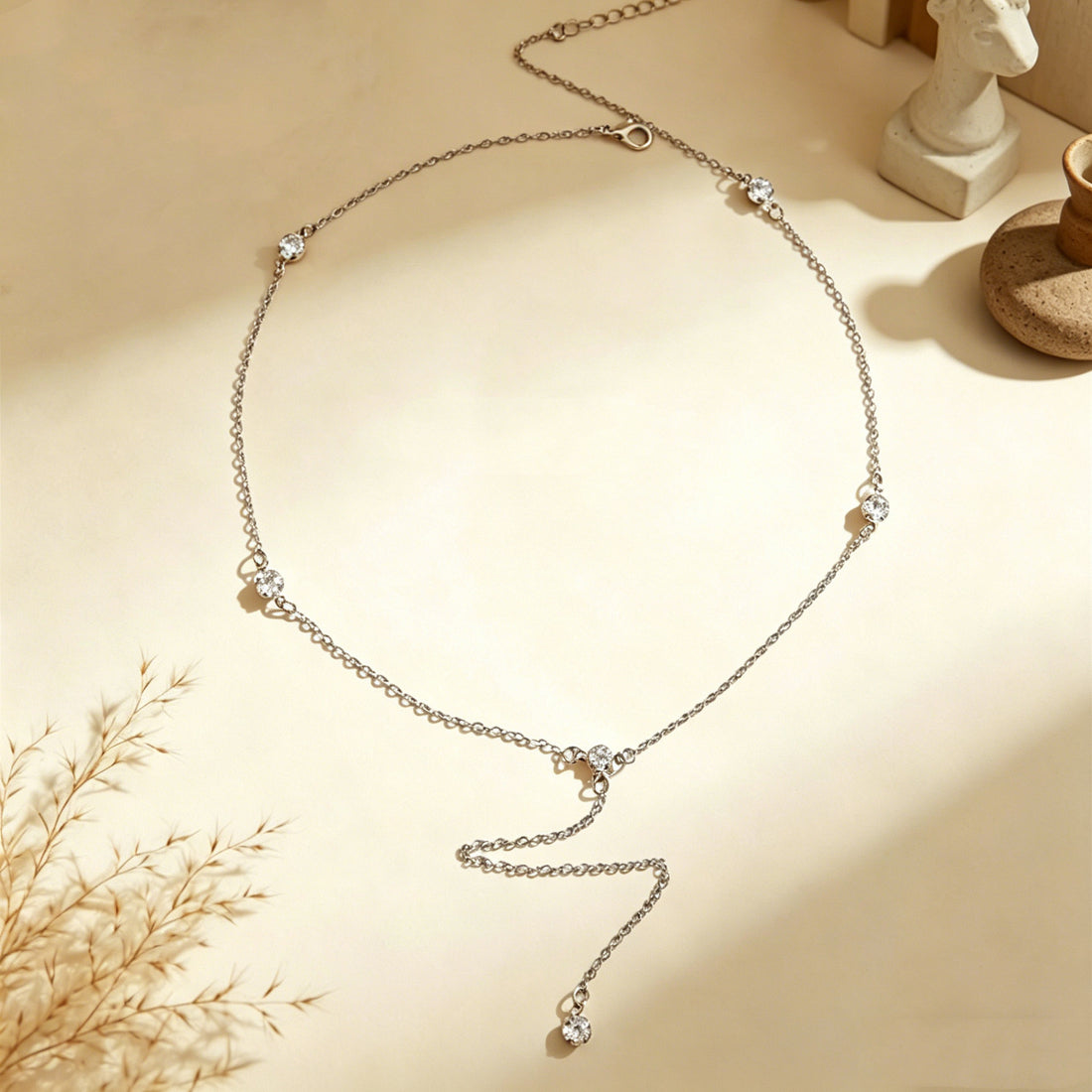 Gold Plated Rhinestone Y-Necklace - DippedShop Wholesale - #0259
