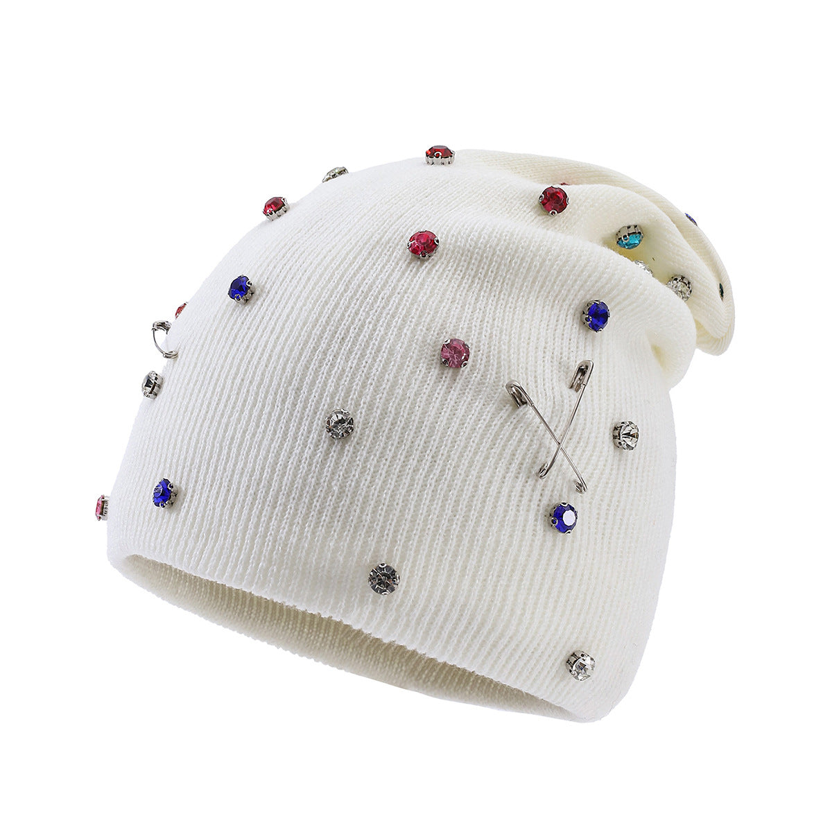 Rhinestone Slouchy Knit Beanie - DippedShop Wholesale - #6819