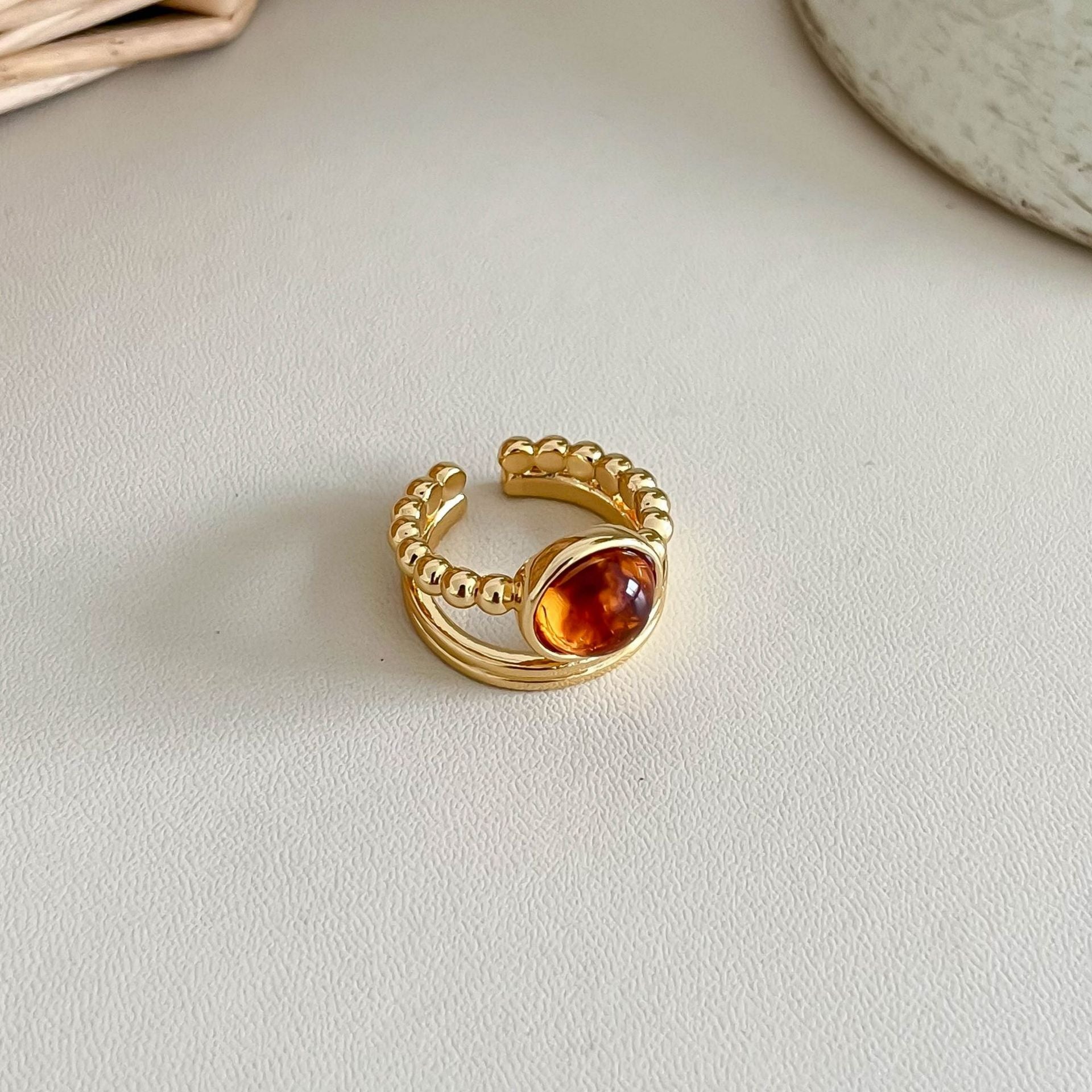 Gold Plated Natural Stone Open - DippedShop Wholesale - #8179