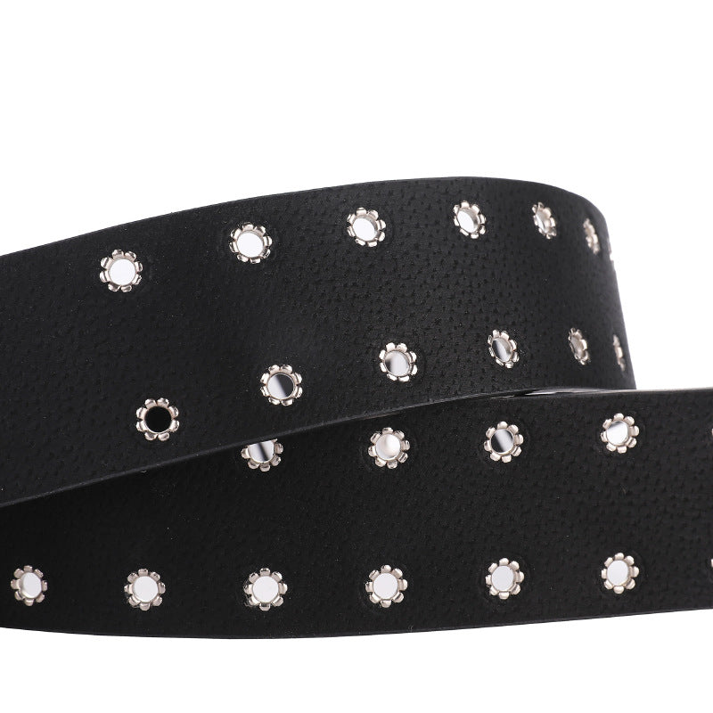 Retro Animal Print Color Contrast Leather Belt 6W6JBT178