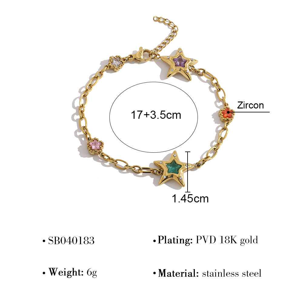 Stylish Metal Starfish Rhinestones Chain Bracelets 6W6JBR489