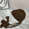 Floral Ear Flaps Knit Beanie - DippedShop Wholesale - #9219