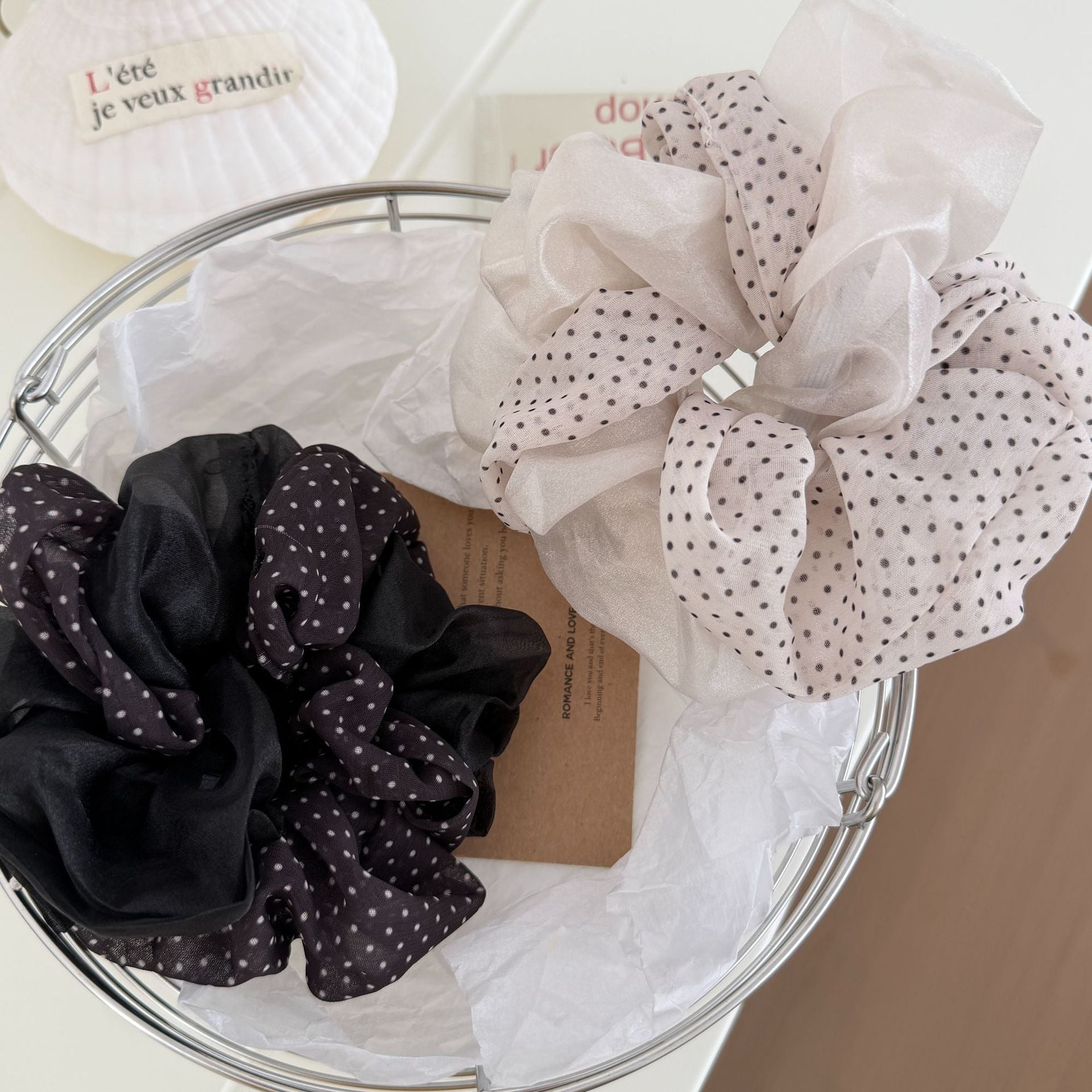Oversized Polka Dot Mesh Layered Scrunchies MK2BW6W6HSR01