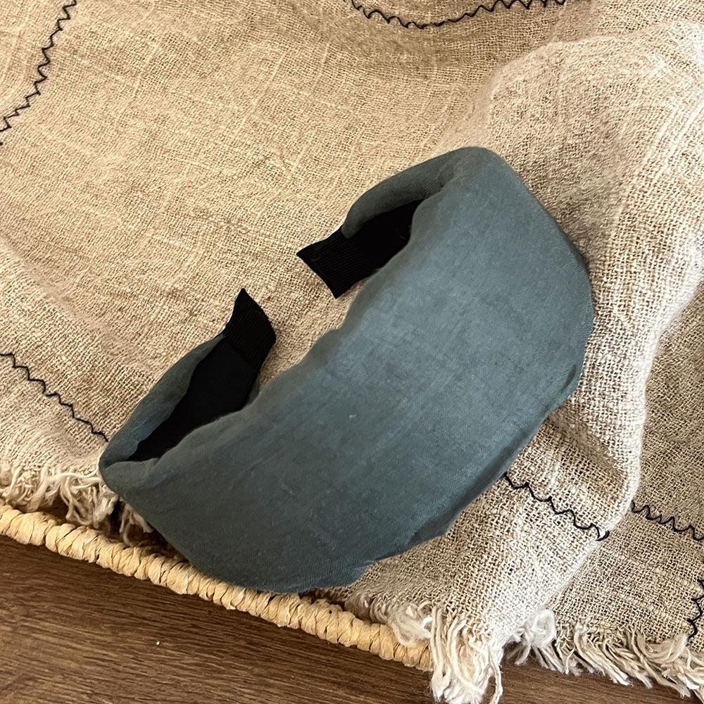 Simple Linen Plaid Soft Padded Wide Headband 6W6HBD374