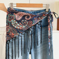 Color Block Cashew Print Tassel Hip Cover 6W6NSI201