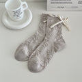 Cute Bowknot 3D Bear Solid Color Crew Socks 6W8FSO539