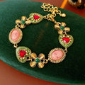 Retro Rhinestones Floral Heart Chain Necklace 6W6JNC920