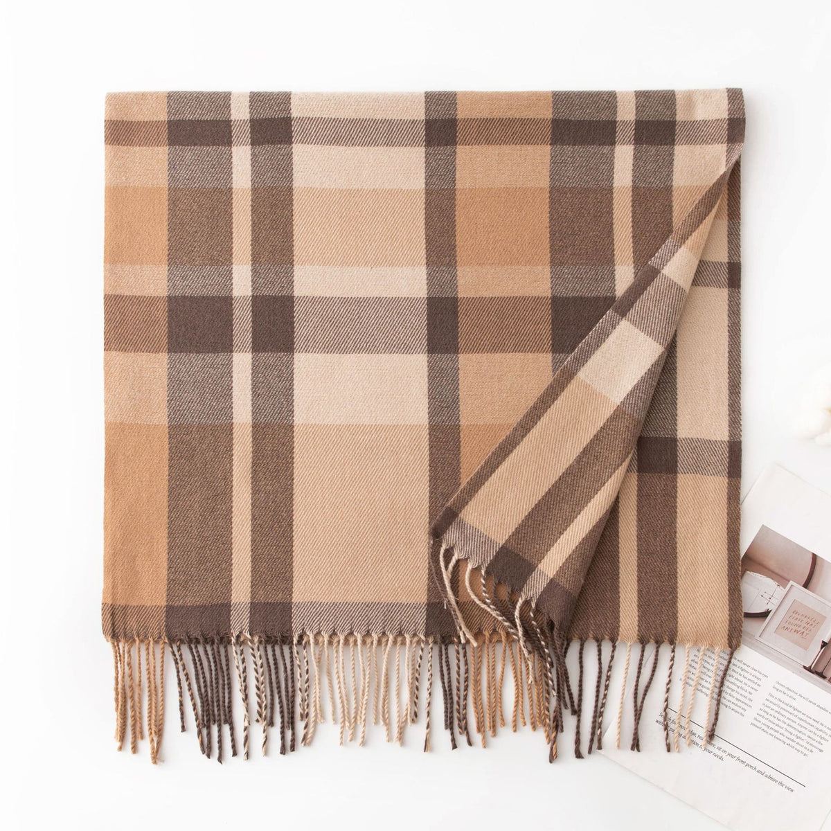 Vintage Plaid Wool Scarf - DippedShop Wholesale - #8355