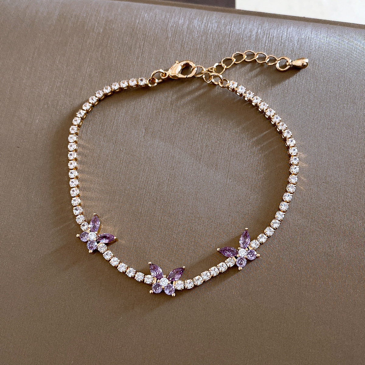 Vintage Butterfly Charm Cubic Zirconia Chain Bracelet 6W6JBR495