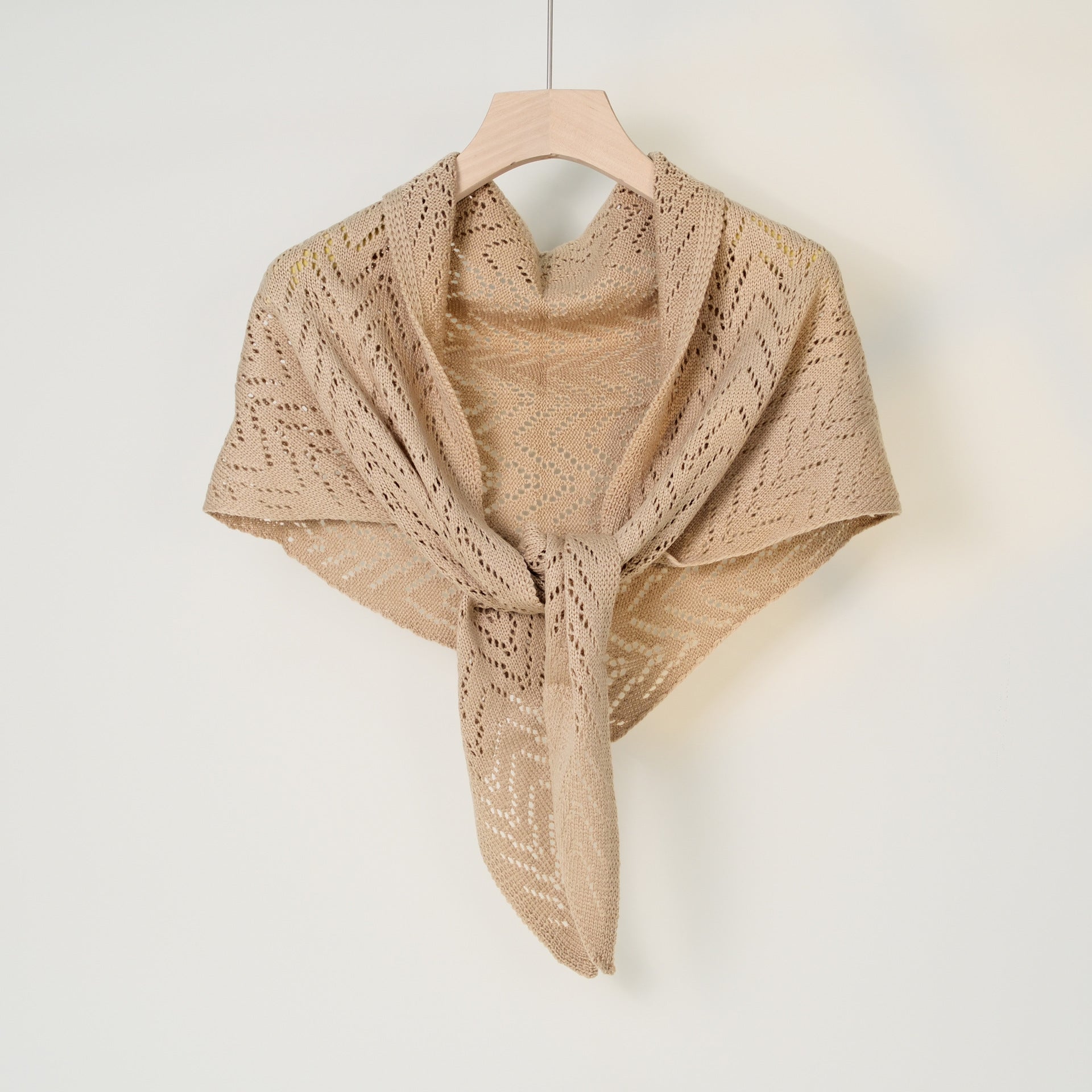 Minimalist Hollow Out Solid Color Knit Triangle Shawl 6W6NSC49