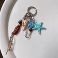Vintage Beaded Starfish Pendant Keychain Bag Charm 6W10BBC347