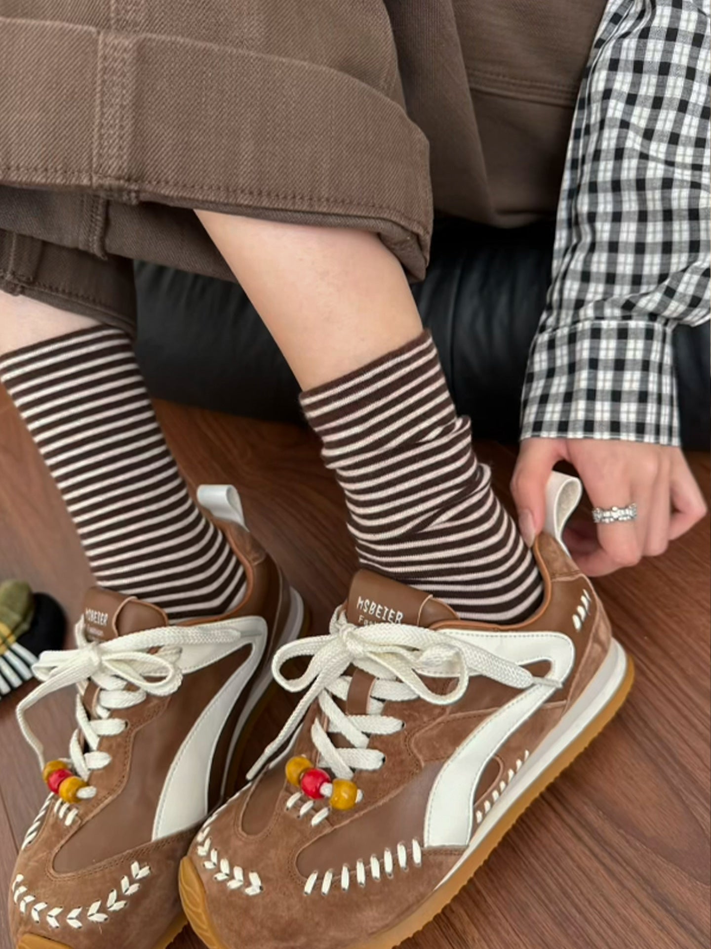 Color Contrast Striped Soft Crew Socks 6W8FSO700