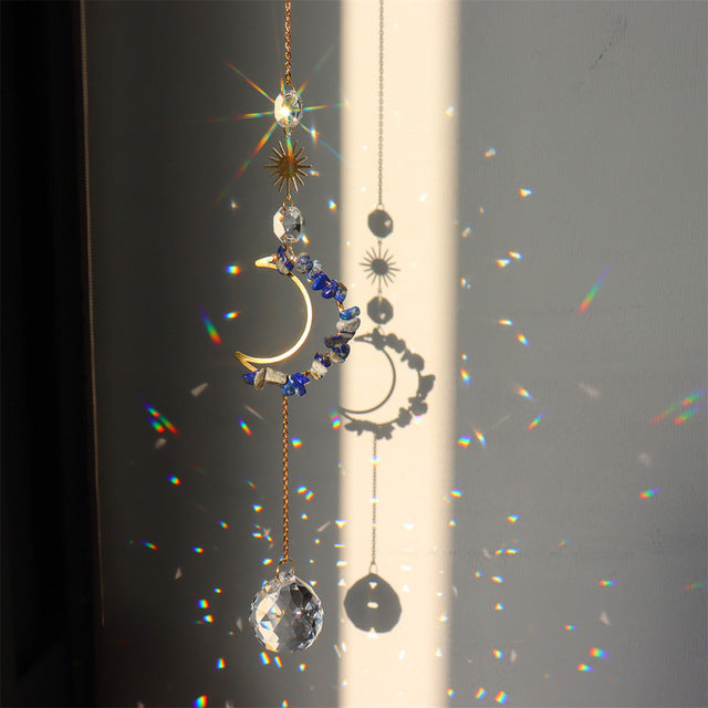 Natural Stone Moon Crystal Hanging - DippedShop Wholesale - #7043