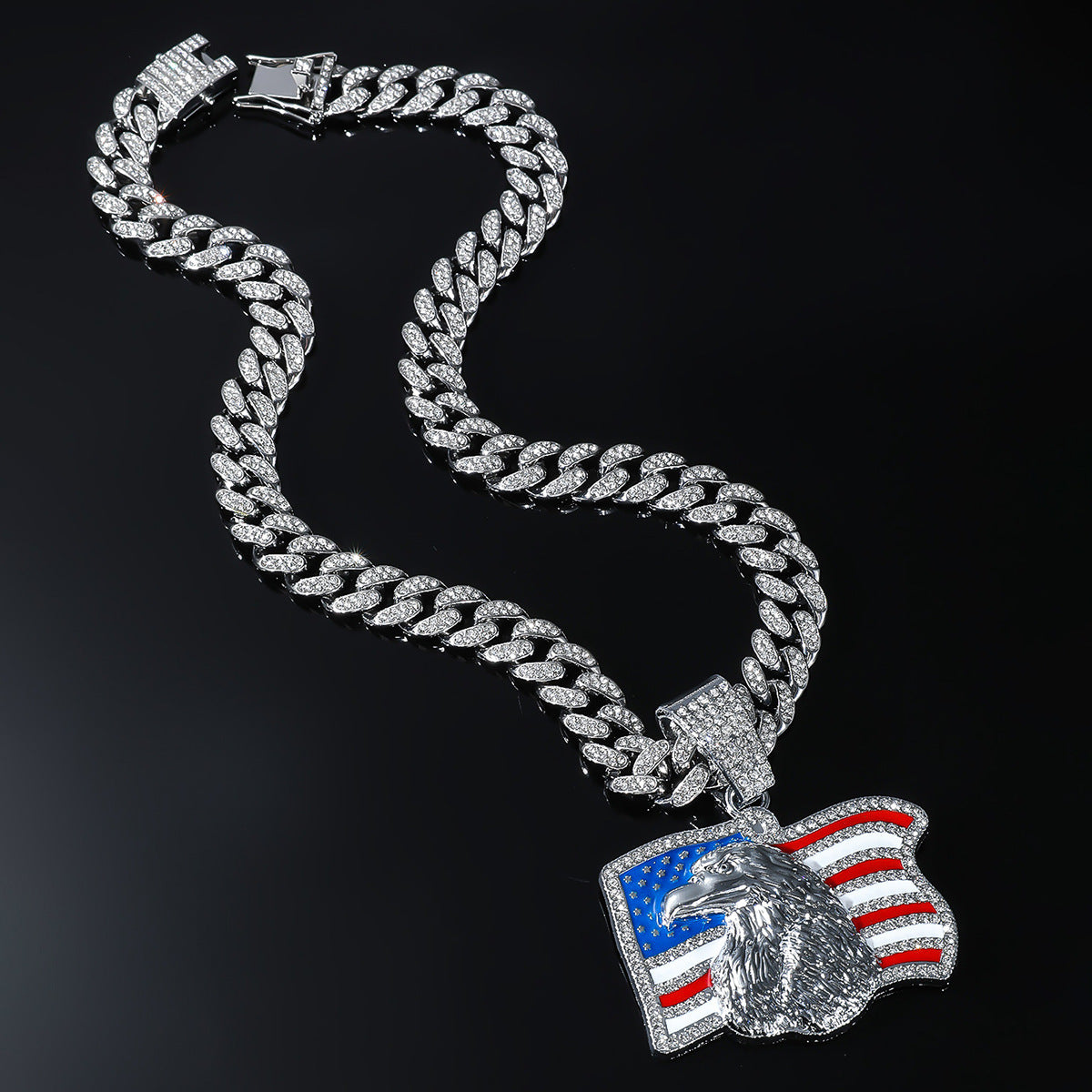 Trendy Gold Plated American Flag Eagle Pendants Necklace 8ZA6JNC275T