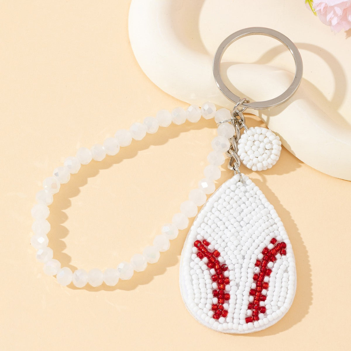 Beaded Baseball Pendant Keychain - DippedShop Wholesale - #0675
