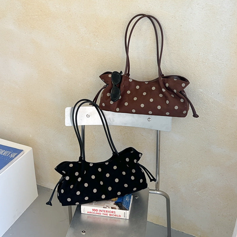 Vintage Polka Dots Ruched Shoulder Bag 6W10BBG2470