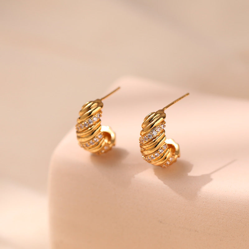 Irregular Twisted Rhinestone Stud Earrings DPJE1206