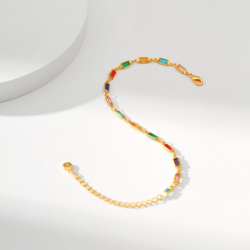 Elegant Gold Multi-Color Chain Bracelet - DippedShop Wholesale - #1939