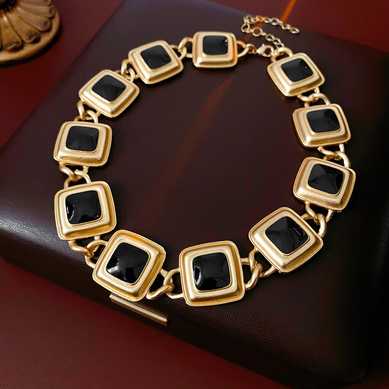 Retro Gold Plated Geometry Shape Chain Necklace 6W6JNC925