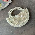 Mini Hand-Woven Pear Beaded Crescent Handbag 8CW6BBG504T