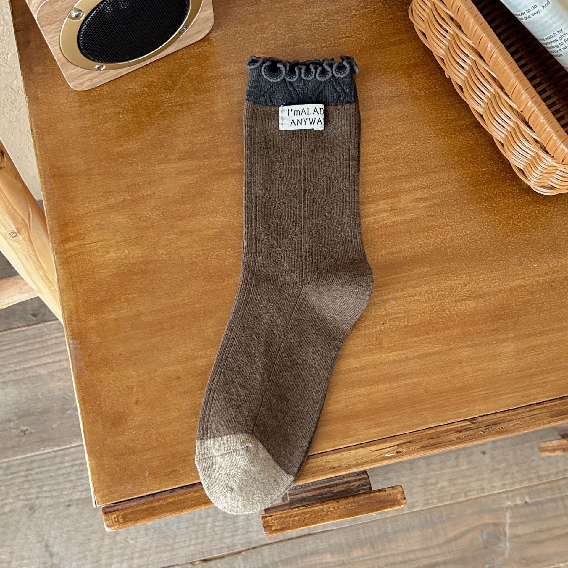 Ruffle Trim Thick Slouchy Crew Socks 6W8FSO674